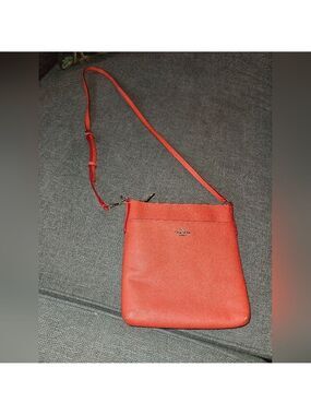 COACH EMBOSSED TEXTURED LEATHER NORTH/SOUTH SWINGPACK  RED/ORANGE STYLE 52348